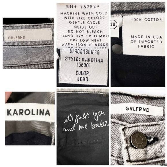 GRLFRND Karolina Lead Gray high rise distressed Ankle Denim Jeans 28 - Picture 8 of 9